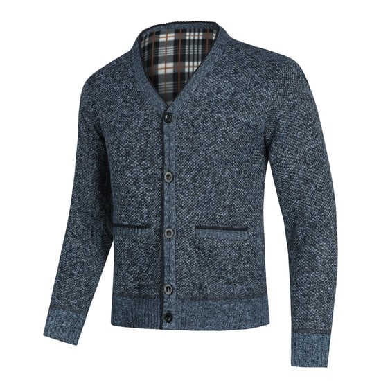 Men's Cardigan with Two Pocket Button Stand-Up Collar Cardigan for Winter Blue