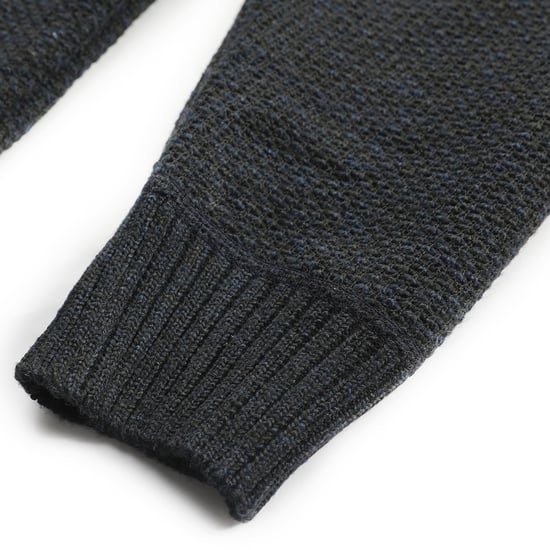 Heren Winter Transitie Cardigan met Capuchon Gevoerde Grof Gebreide Capuchon Warme Jas Marineblauw - Image 6