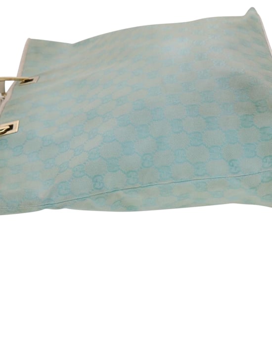 GUCCI GG Canvas Shopper Tas Lichtblauw Wit Auth 50181 - Image 2