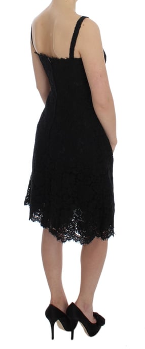 Dolce & Gabbana Dames Zwarte Bloemen Kant Shift Jurk Tot de Knie - Image 4