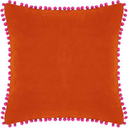 Paoletti Velvet Pom Pom Trimmed Cushion Cover