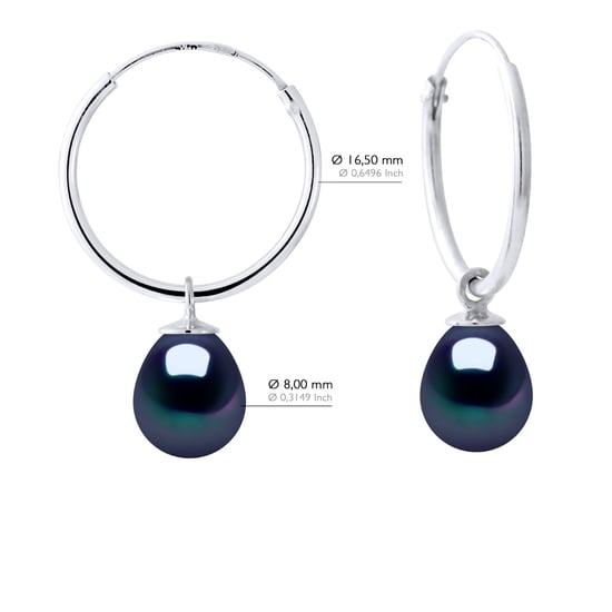 Oorbellen van zilver 925, rhodium geplateerd met echte zoetwaterparels van 8-9 mm - Image 2