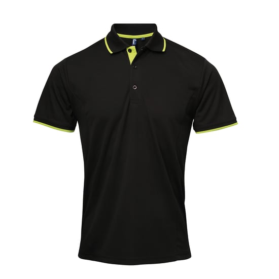 Premier Herencontrast Coolchecker Polo Shirt (Zwart/Kalk) - Image 1