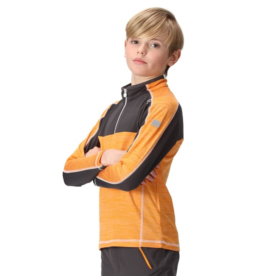 Regatta Childrens/Kids Hewley Recycled Half Zip Fleece Top (Apricot Crush/Seal Grey)