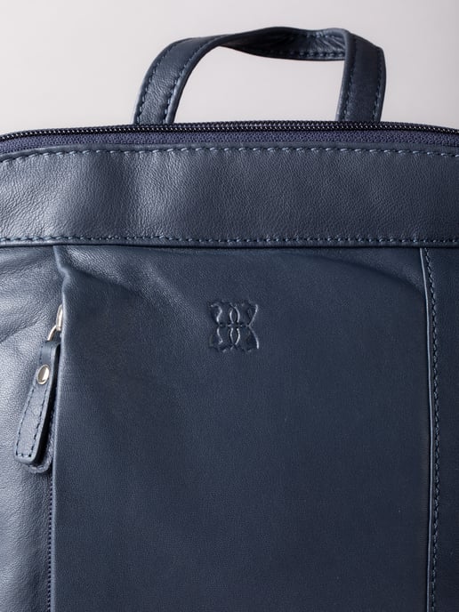 Enderby Leather Backpack in Navy
