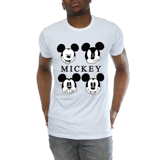 Disney Mens Four Heads Mickey Mouse Cotton T-Shirt (White)