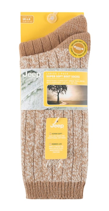 Jeep - Set van 2 superzachte sokken voor wandelschoenen voor dames - Tan / Cream - Image 2