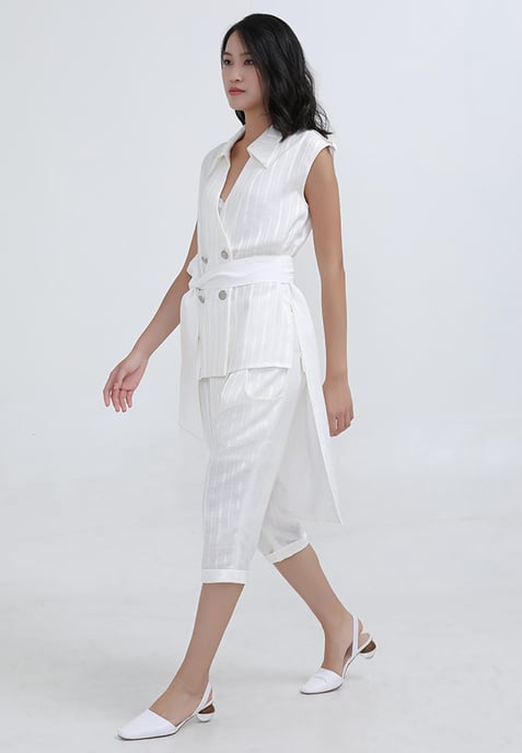 Long Bi-Material Tailored Waistcoat