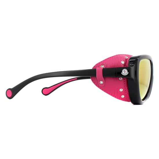 Moncler Aviator Unisex Shiny Black with Pink Leather Blue with Pink Mirror Sunglasses