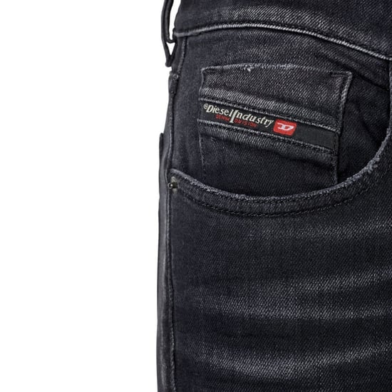 Diesel D-Strukt Black Destroyed Reinforced Denim Jeans