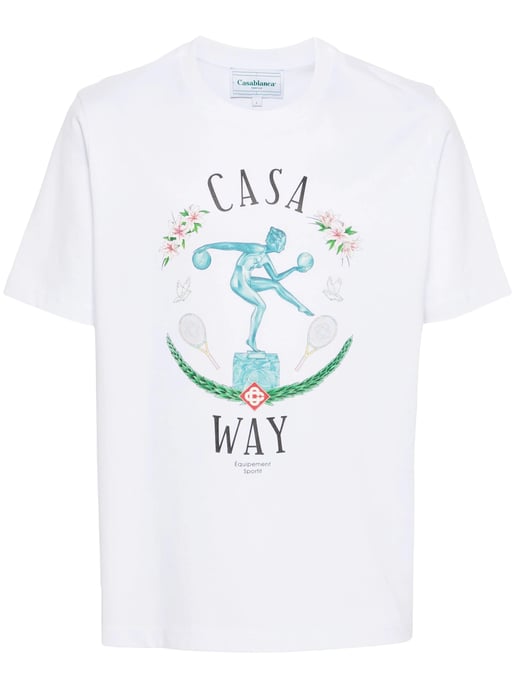Casablanca Statue En Marbe Bedrukt T-shirt in Wit - Image 1