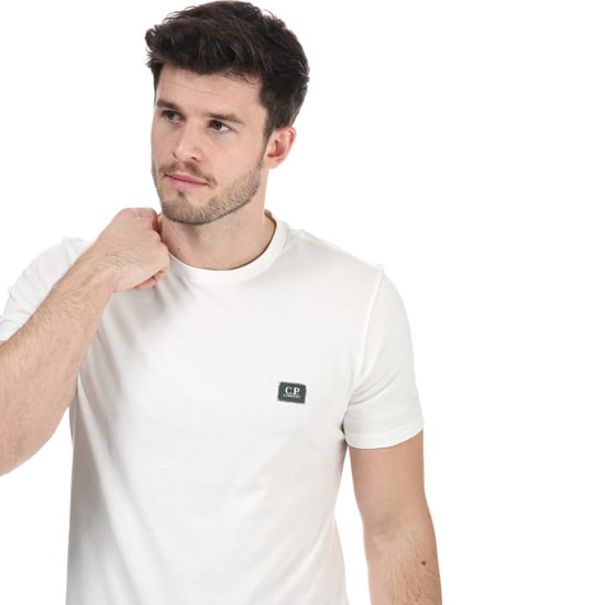 Men's C.P. Company Small Stitch Block Logo T-Shirt in Beige