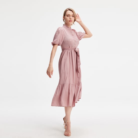 Tea dress with tiered ruffles