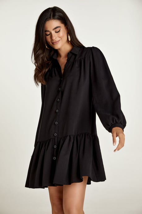 Zwarte Tencel jurk met knopen - Image 5