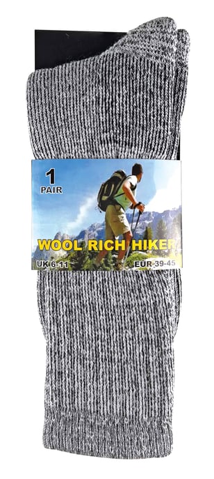 Set van 2 ademende, gedempte wollen wandelsokken voor heren - Zwart - Image 2