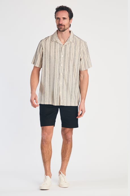 Ecru Resort Style Printed Short Sleeve Shirt