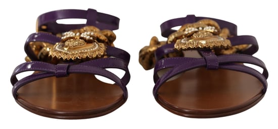 Dolce & Gabbana Dames Paarse Lederen Devotie Sandalen - Image 2
