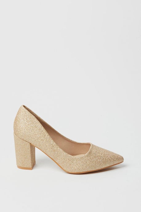 Blakely Glitter High Block Heel Pointed Court Shoes