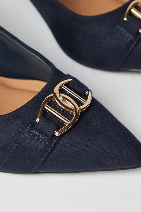 Wide Fit Darcy Pointed Trim Detail Block Heel Court - Image 4