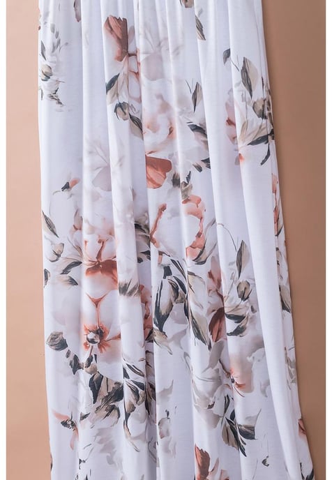 Dames Bloemenprint Mouwloze Maxi Jurk met Zak in Wit - Image 6