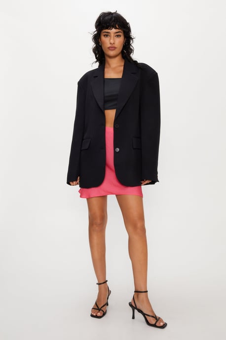 Bias Cut Hammered Satin Mini Skirt