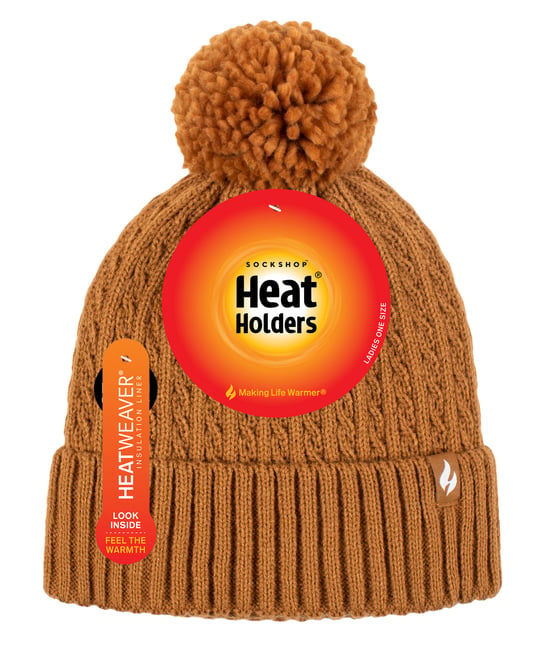 Heat Holders - Thermische muts voor dames met pompon - Mosterd - Image 2