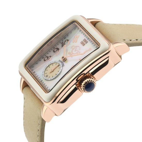 GV2 Bari Tortoise Women's 9262 Swiss Quartz Mother Of Pearl Brown Suede Diamond Watch