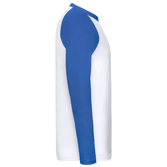 Fruit of the Loom Heren Contrast Honkbal T-shirt met lange mouwen (Wit/royaal blauw) - Image 3