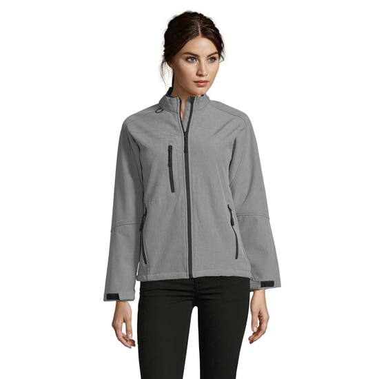 SOLS Womens/Ladies Roxy Soft Shell Jacket (Breathable, Windproof And Water Resistant) (Grey Marl)