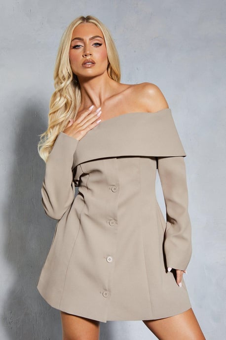 Tailored Bardot Blazer Mini Dress - Image 1