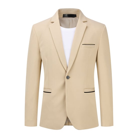 Men's Suit Jacket Slim Fit Coat Business Daily Blazer Beige