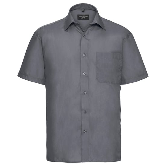 Russell Collection Heren Poplin Easy-Care overhemd met korte mouwen (Konvooi Grijs) - Image 1