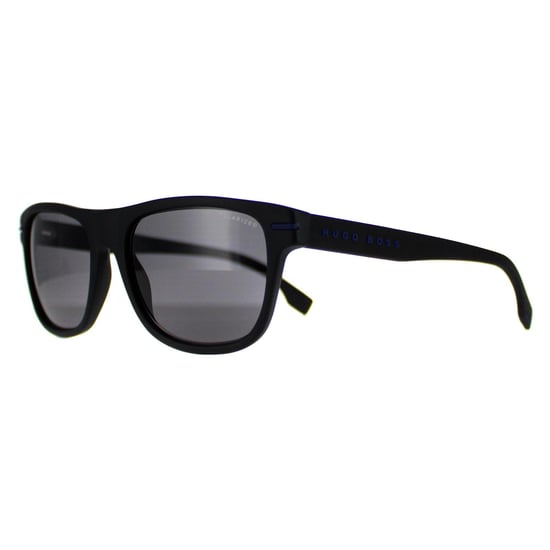 Hugo Boss Rectangle Mens Matte Black Blue Grey Polarized BOSS 1322/S