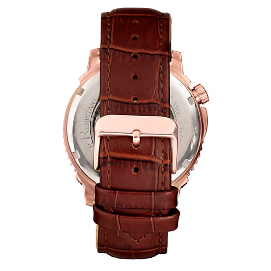 Reign Bauer Automatic Semi-SkeletonLeather-Band Watch