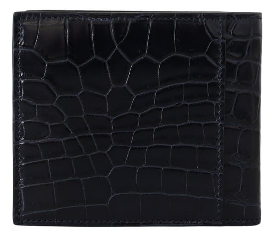 Dolce & Gabbana Black Bifold Card Holder Men's Exotic Leather Wallet