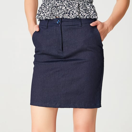 Korte rok in stretch denim - Image 1