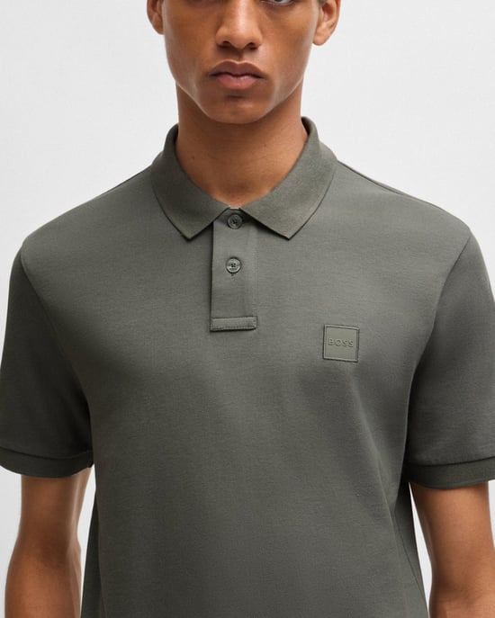 BOSS Orange Passenger Heren Stretch-Katoenen Slim-Fit Polo Shirt met Logo Patches - Image 2