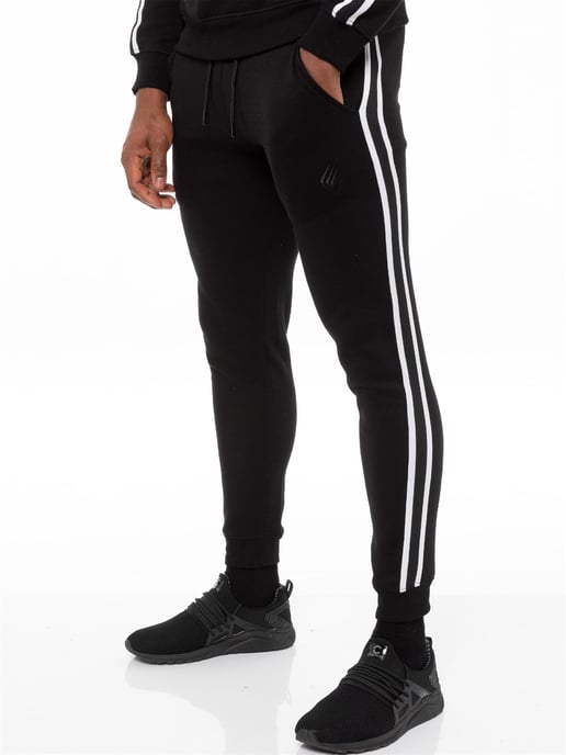 Enzo | Heren Zip Up Tape Hoodie Tracksuit Set - Zwart - Image 5