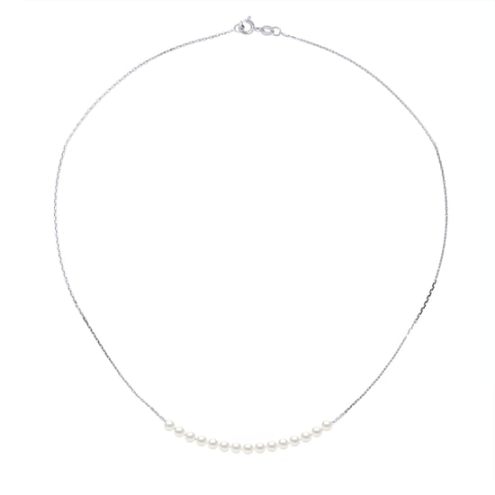 DIADEMA - Necklace - 15 Real Freshwater Pearls - Cable Chain in White Gold