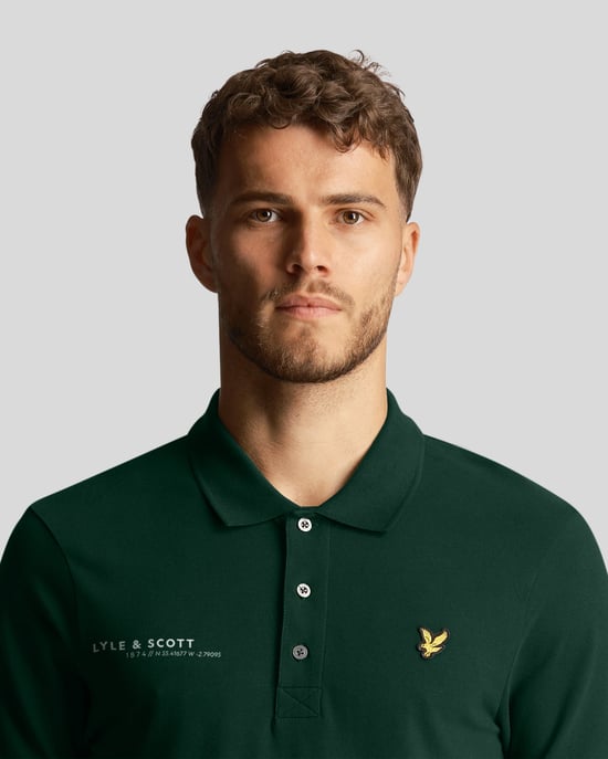 Lyle & Scott men's polo shirt with Co-Ordinates print in green
