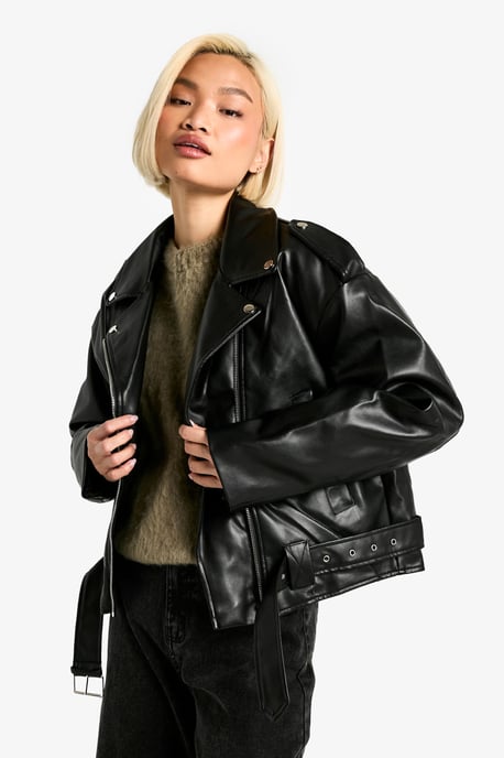 Fur Lined Biker Jacket - Image 1