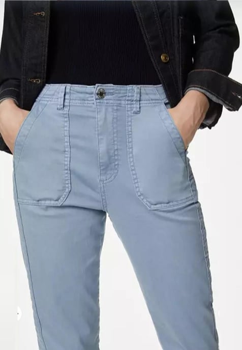 M&S Collection Dames Katoenmix Slim Fit Enkel Grazer Joggers Hemelsblauw - Image 3