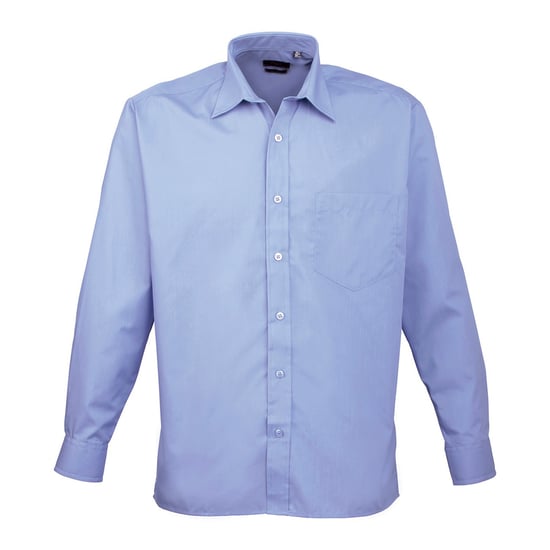 Premier Heren Popeline Overhemd Met Lange Mouwen (Middenblauw) - Image 1