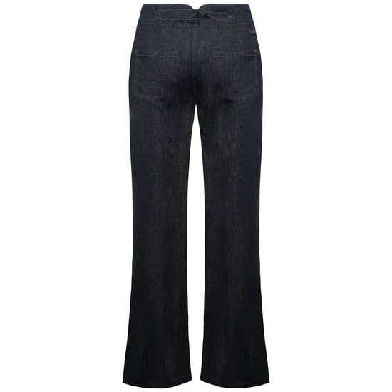Timberland Wide Leg Relaxed Chambray Navy Blue Womens Linen Pants A0597 440