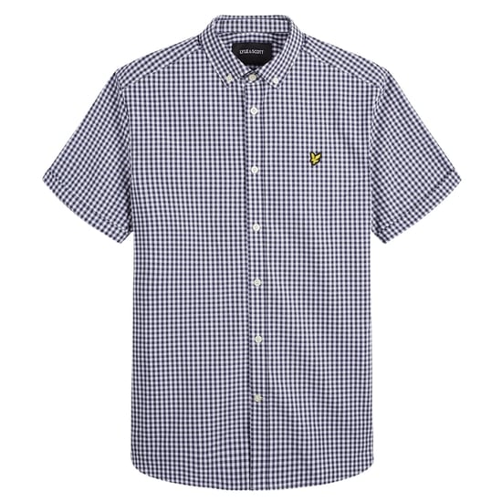 Lyle & Scott marineblauw Gringham overhemd met korte mouwen - Image 1