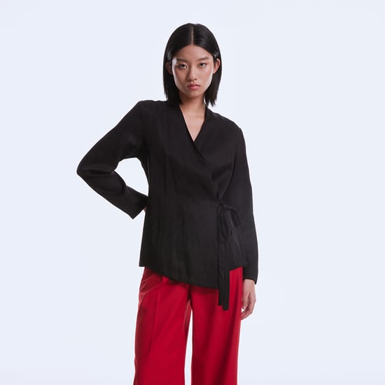 Satijnen wrap-over blouse - Image 1