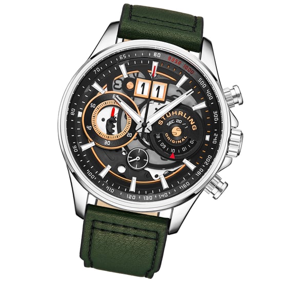 Groen en zilver “Ace Aviator Chronograph” met Tachymeter Kwarts 45mm - Image 2
