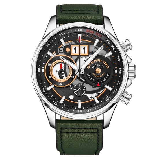 Groen en zilver “Ace Aviator Chronograph” met Tachymeter Kwarts 45mm - Image 1