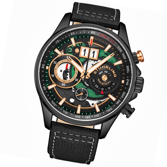 Zwart “Ace Aviator Chronograph” met Tachymeter Kwarts 45mm - Image 2