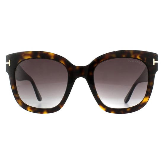 Tom Ford Square Womens Dark Havana Bordeaux Gradient Sunglasses